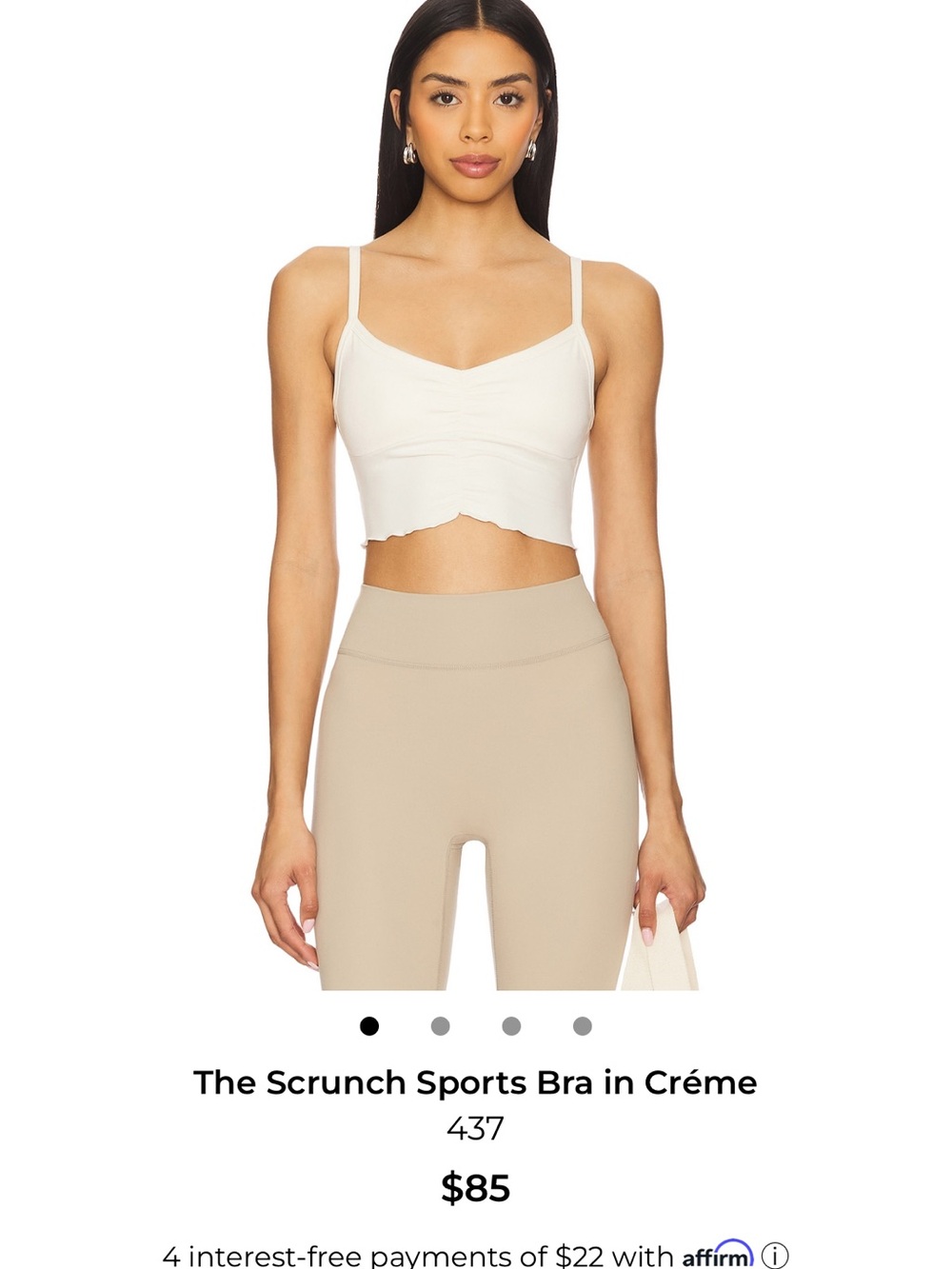 437 The Scrunch Sports Bra in Crème NEW never worn